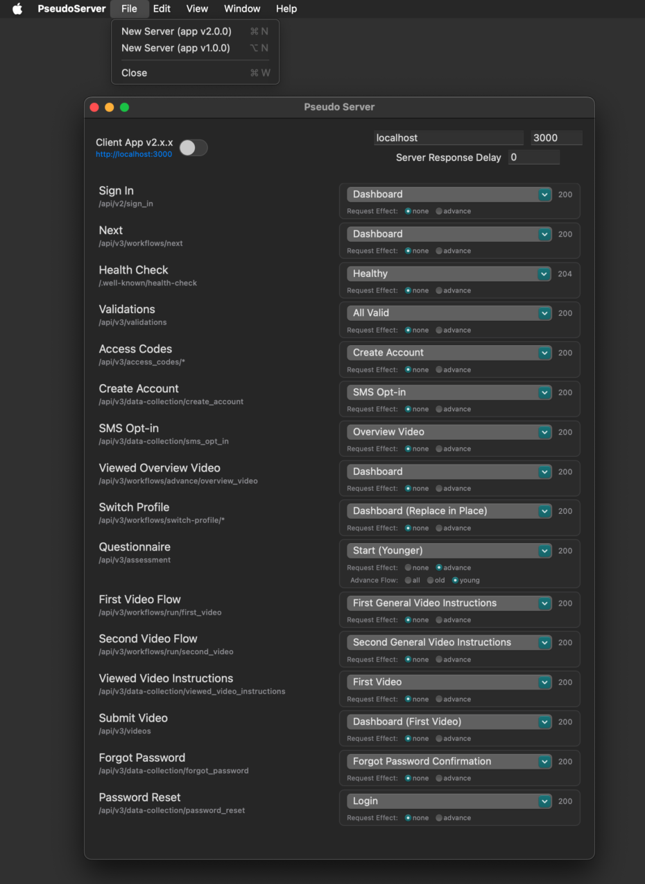 Dummy Server File Menu